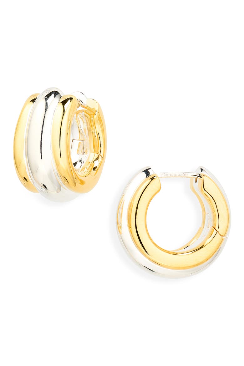 The Elenora Hoop Earrings, Main, color, MIXED METALS-SILVER CENTER