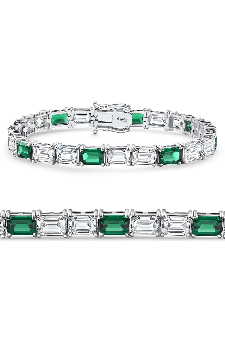 Bliss Diamond 22Ct East West Emerald Diamond Tennis Bracelet 14k Gold 7" Lab Grown, Main, color, 