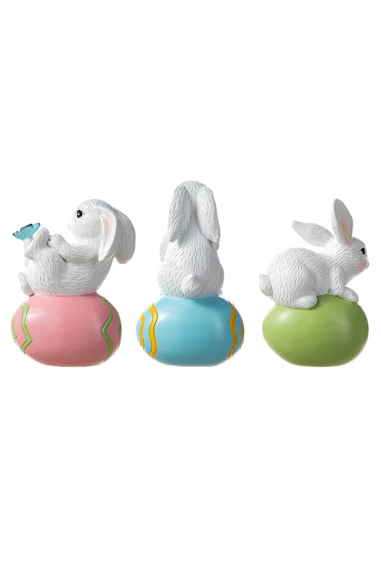 Glitzhome Set of 3 Easter Resin Bunny Table Decor, Alternate, color, White