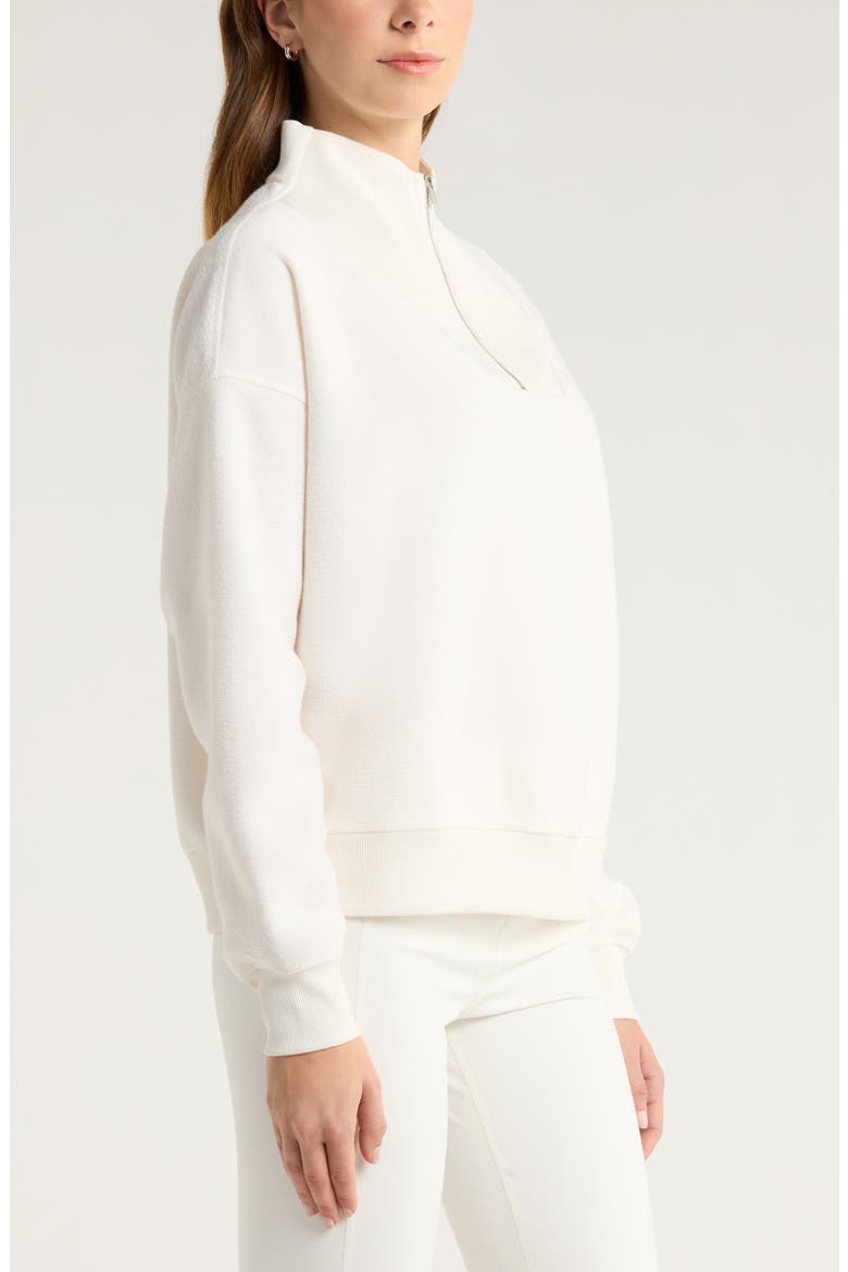 Cozy Bouclé Quarter Zip Sweatshirt, Alternate, color, IVORY EGRET