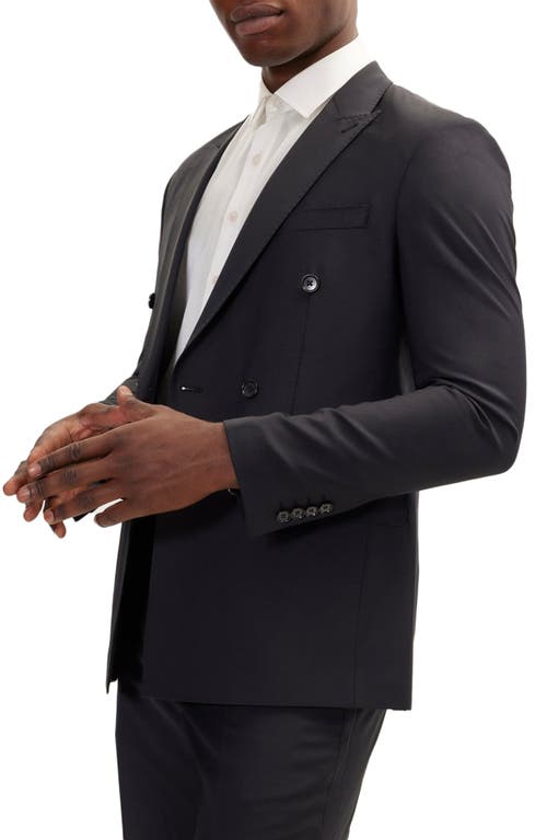 Ron Tomson Super 120s Wool Double Breasted Tuxedo Jacket