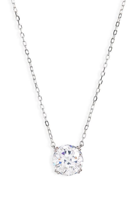 10k Solid Gold Cubic Zirconia Necklace & Earrings Set - Round Cut 3.00 Cttw, Pendant & Stud Jewelry