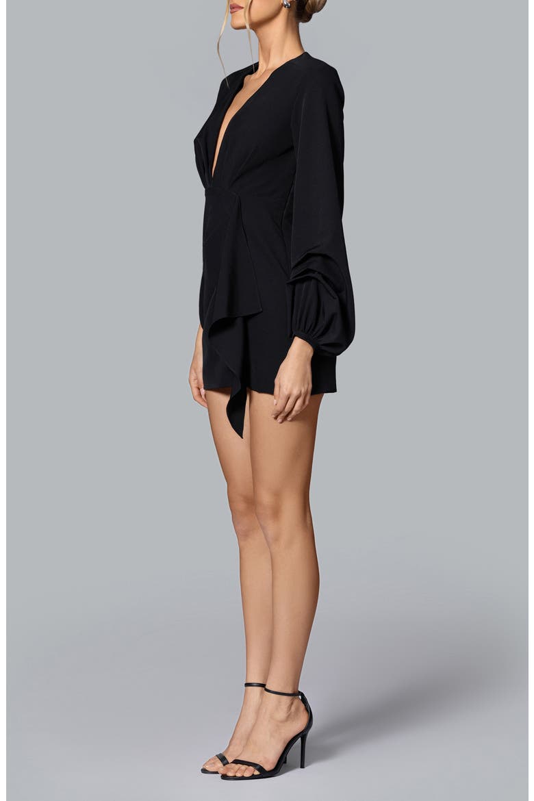 Maria Long Sleeve Crepe Cocktail Dress, Alternate, color, BLACK