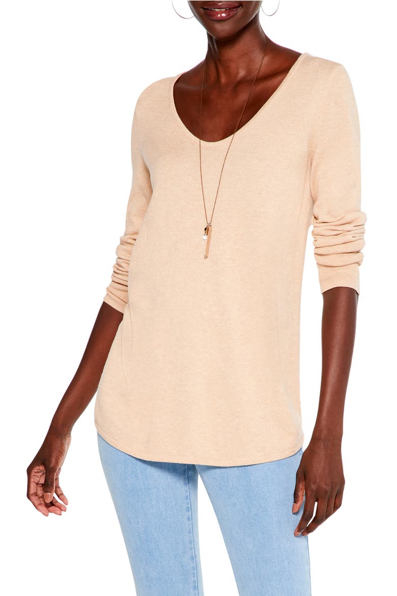 Vital V-Neck Cotton Blend Sweater, Main, color, BIRCH