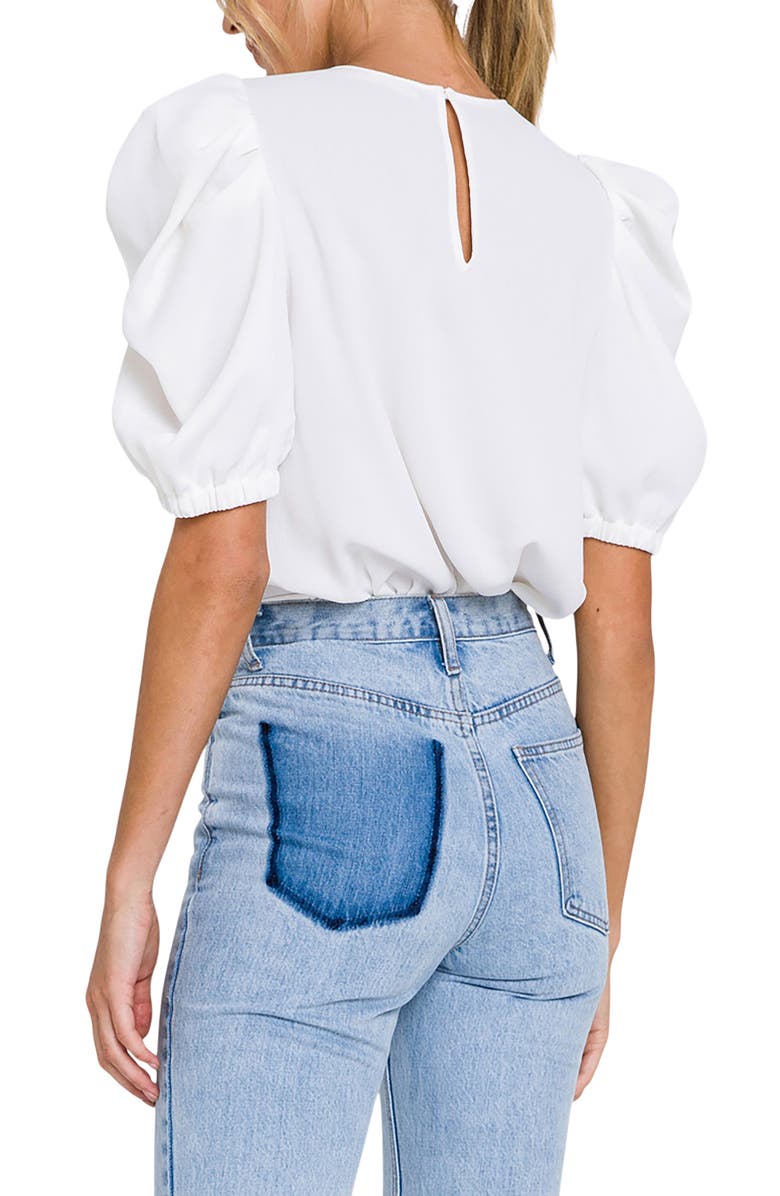 English Factory Puff Sleeve Top, Alternate, color, White