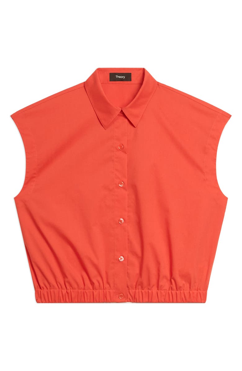 Theory Crop Cap Sleeve Shirt, Alternate, color, Poppy