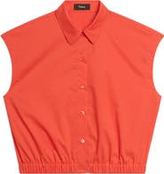 Theory Crop Cap Sleeve Shirt