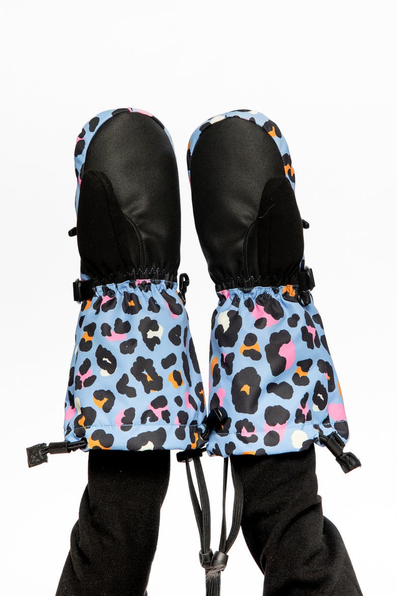 Leopard Teknik Waterproof Cordura Reinforced Winter Mittens, Alternate, color, Blue Leopard Print