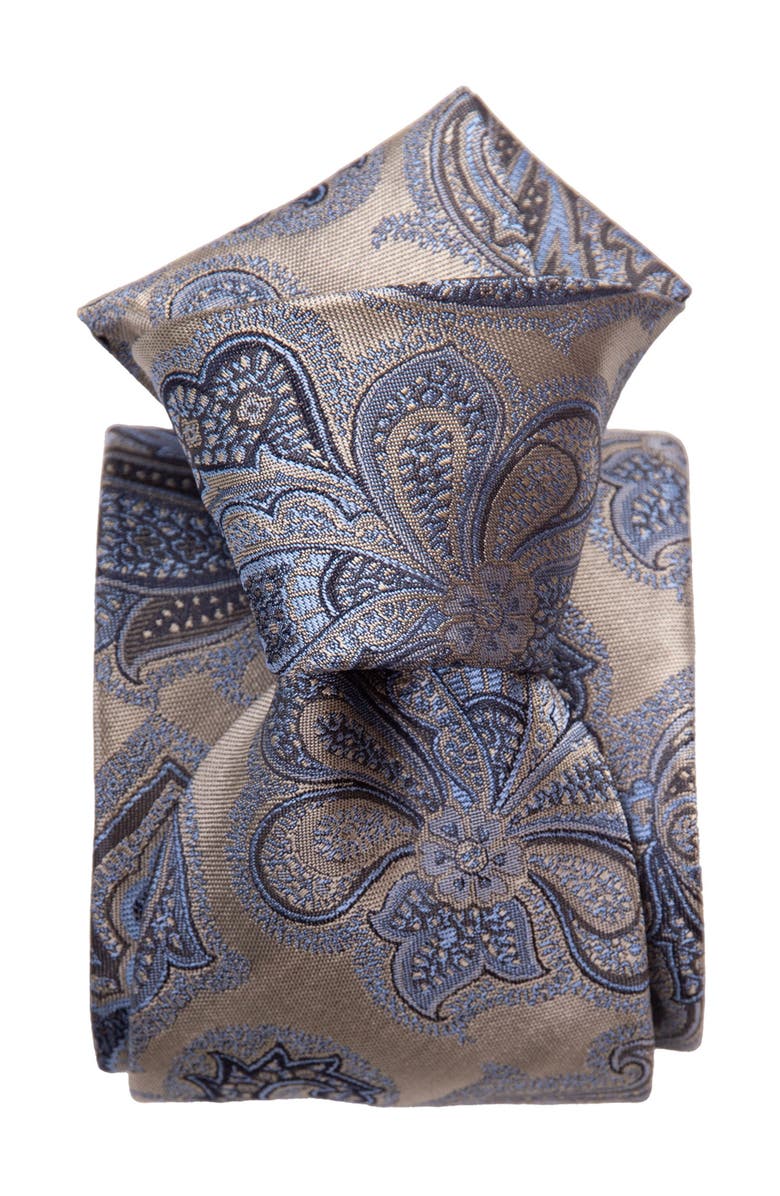 Elizabetta Cortina - Extra Long Silk Jacquard Tie for Men, Alternate, color, Warm Pewter