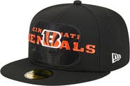 New Era Men's New Era Black Cincinnati Bengals Overlap Wordmark 59FIFTY Fitted Hat
