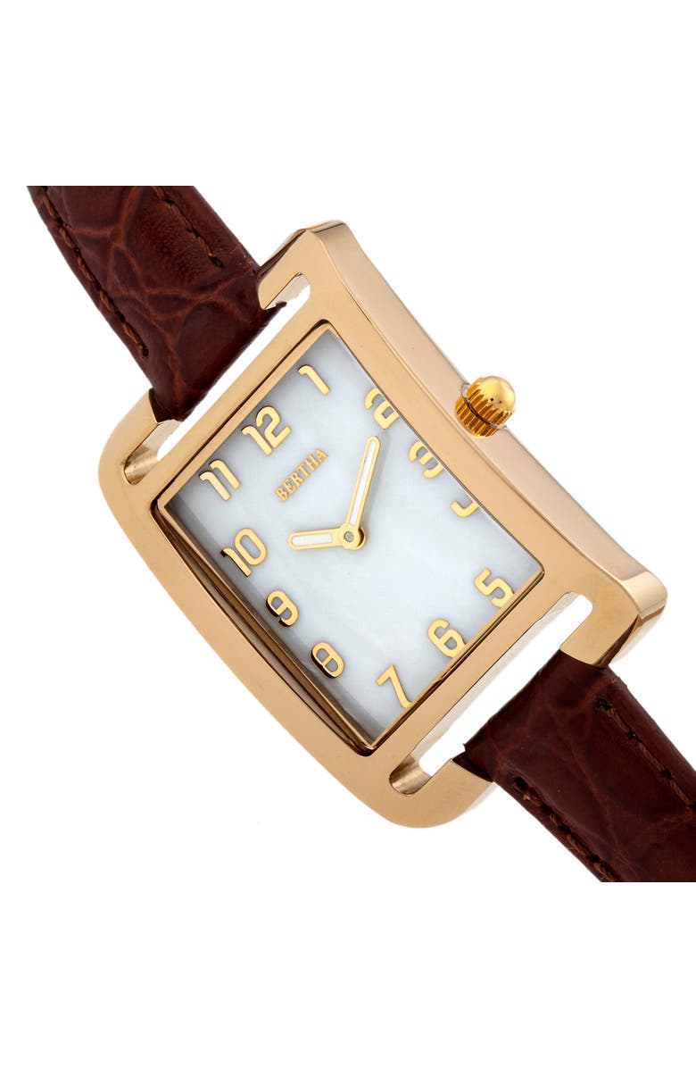 BERTHA Marisol Swiss MOP Leather-Band Watch, Alternate, color, 