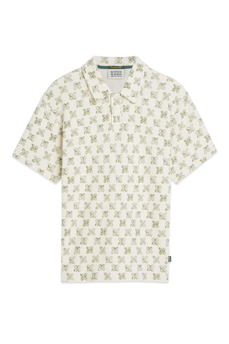 Relaxed Fit Geometric Polo, Alternate, color, TILES FLOWER OLIVE NIGHT