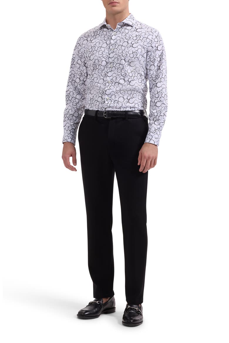 Axel Shaped Fit Stretch Cotton Button-Up Shirt, Alternate, color, BLACK