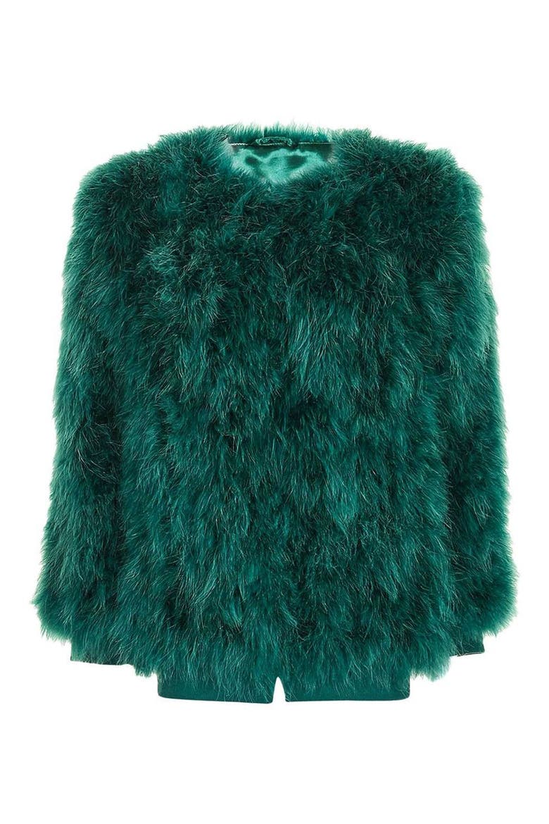Ozzy Marabou Feather Coat, Alternate, color, GREEN