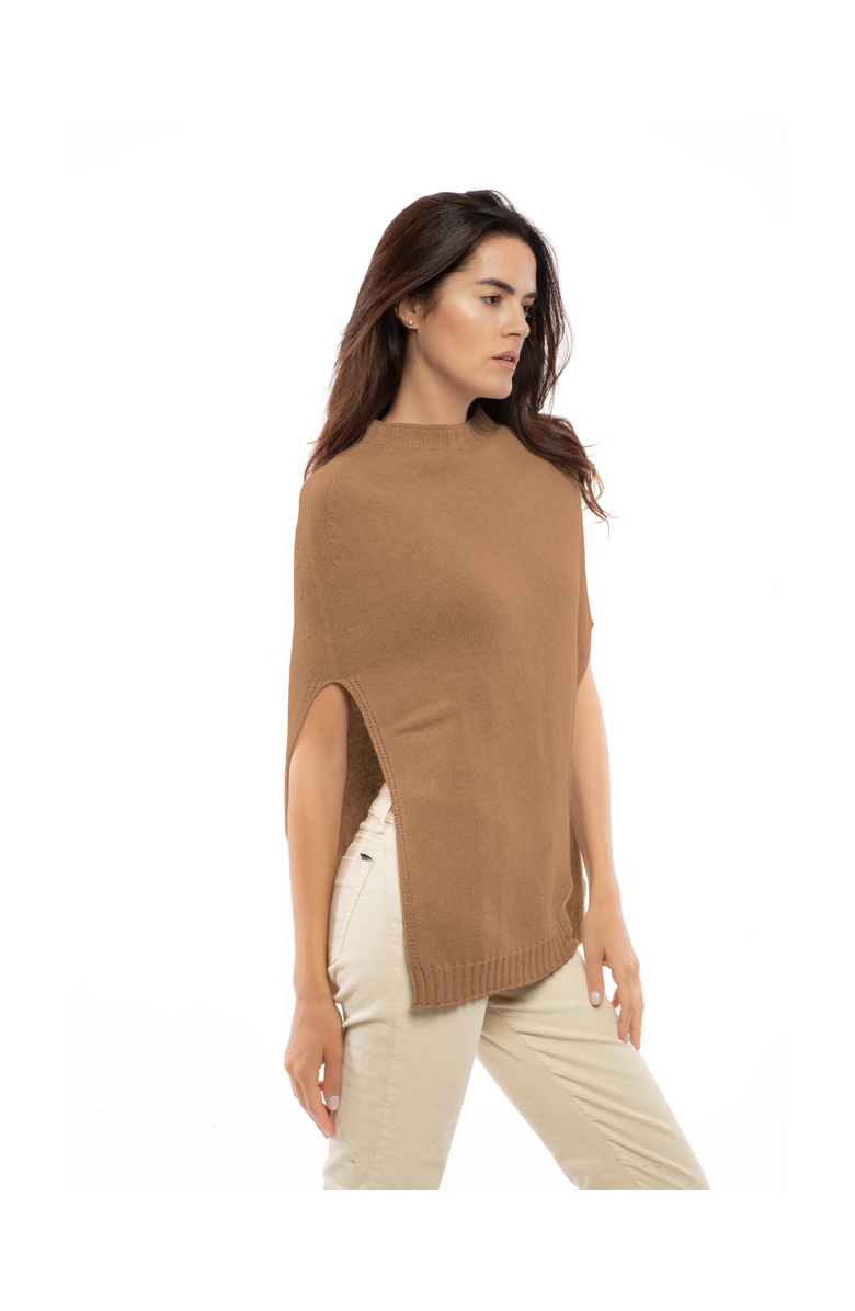 Monticelli Cashmere Pure Cashmere Double Zip Hoodie Sweater, Alternate, color, Camel