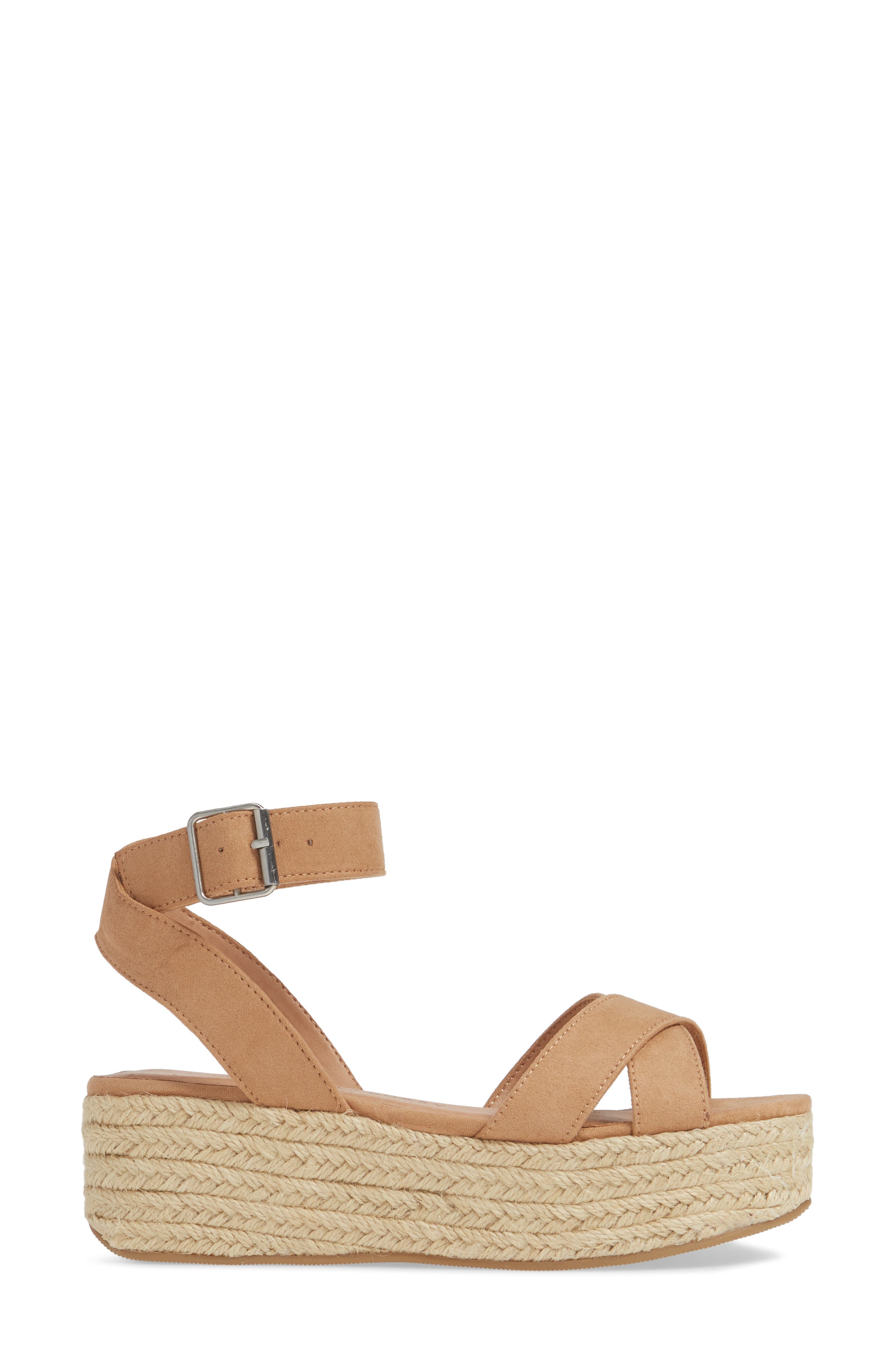 Zala Espadrille Platform Sandal, Alternate, color, CAMEL SUEDE
