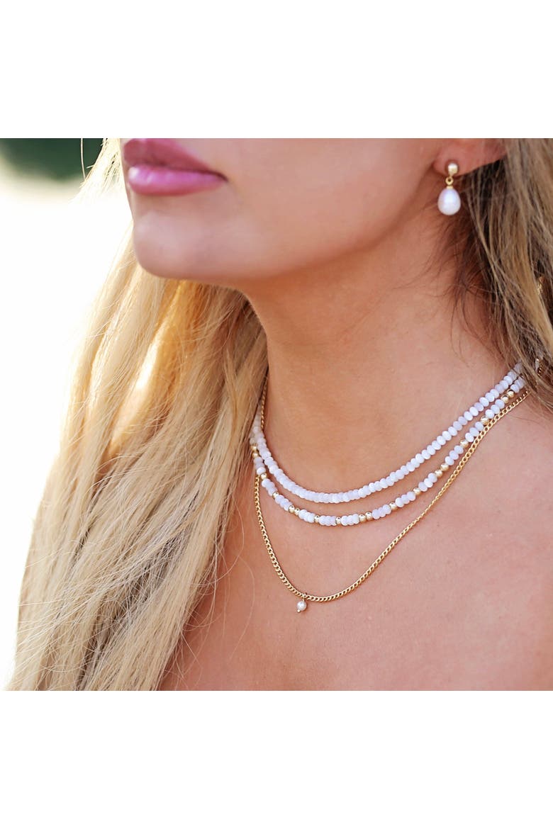 Capri Pearl & Gold Filled Charm Necklace, Alternate, color, Gold