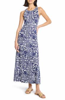 NZT by NIC+ZOE Floret Blues Sleeveless Maxi Dress