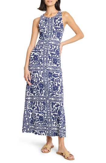 Nzt By Nic+zoe Floret Blues Sleeveless Maxi Dress In Multi