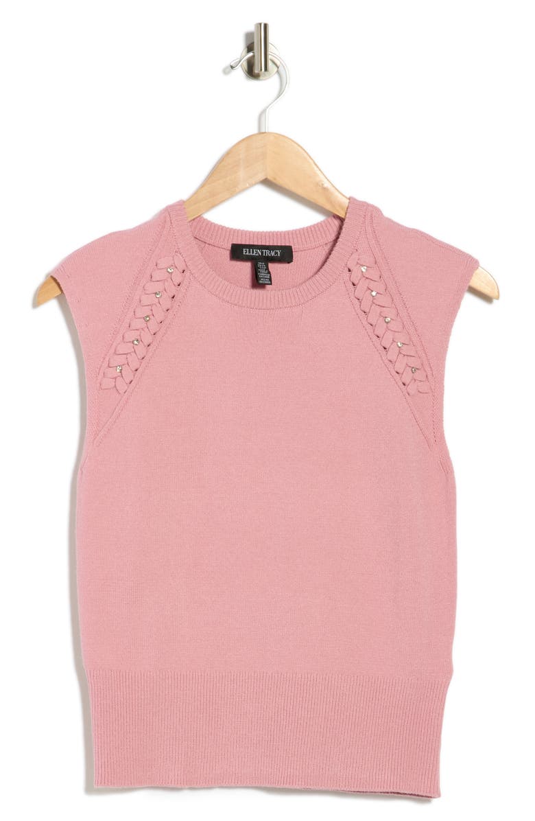 Ellen Tracy Embellished Sleeveless Sweater, Alternate, color, Orchid Pink