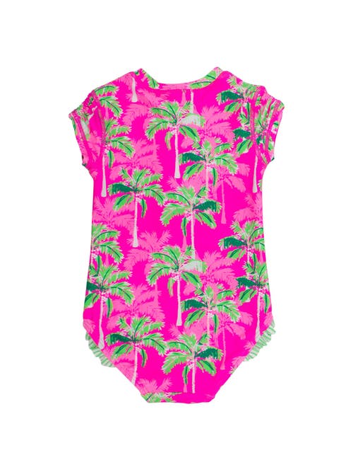 Rufflebutts Girls Short Sleeve Upf50+ One Piece Rash Guard In Multi
