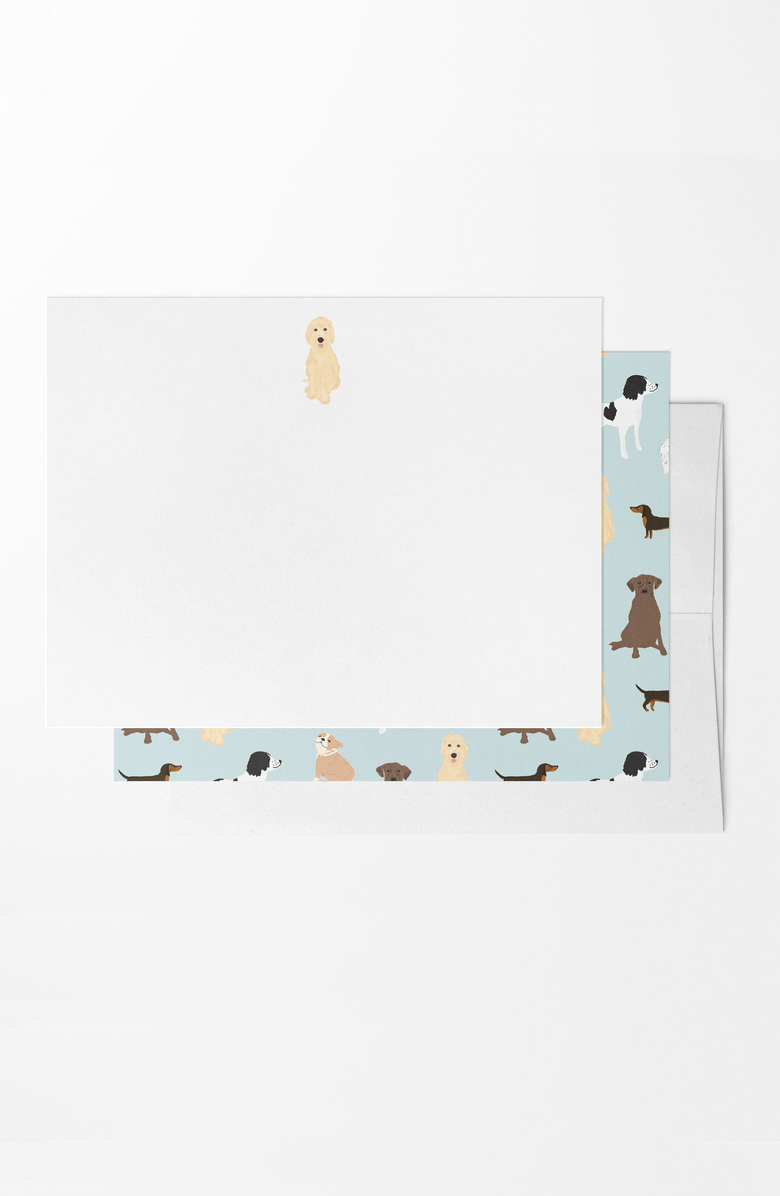 Joy Paper Co. 8 Boxed Dog Lover Notecards Stationery, Main, color, Blue / White / Brown