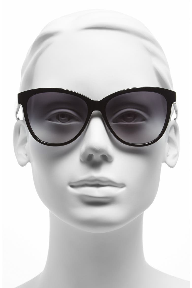 57mm Retro Sunglasses, Alternate, color, BLACK