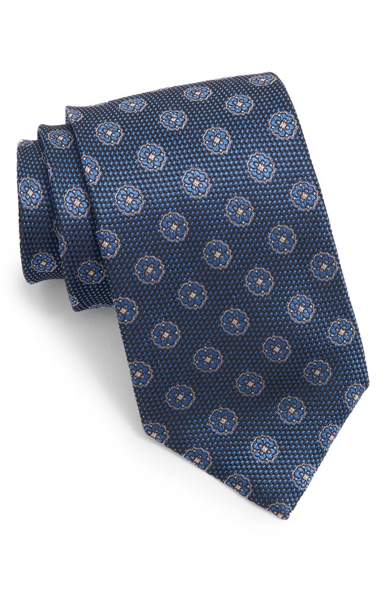Canali Medallion Silk Tie, Main, color, Blue