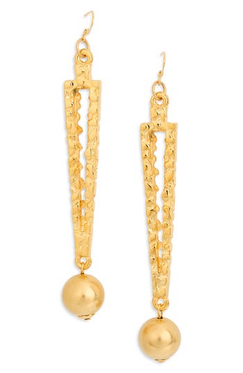 Cz By Kenneth Jay Lane Textured Ball Drop Earrings In Polished Gold