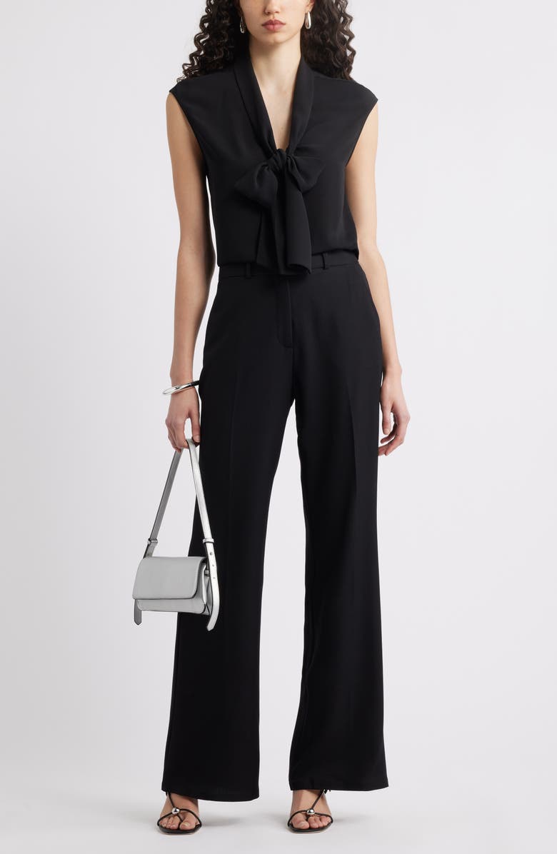 Nordstrom Tie Front Sleeveless Top, Alternate, color, Black