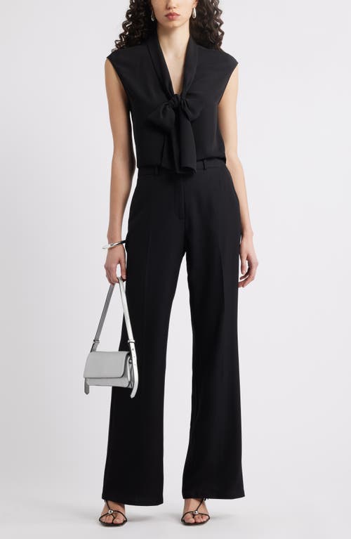 Nordstrom Tie Front Sleeveless Top In Black