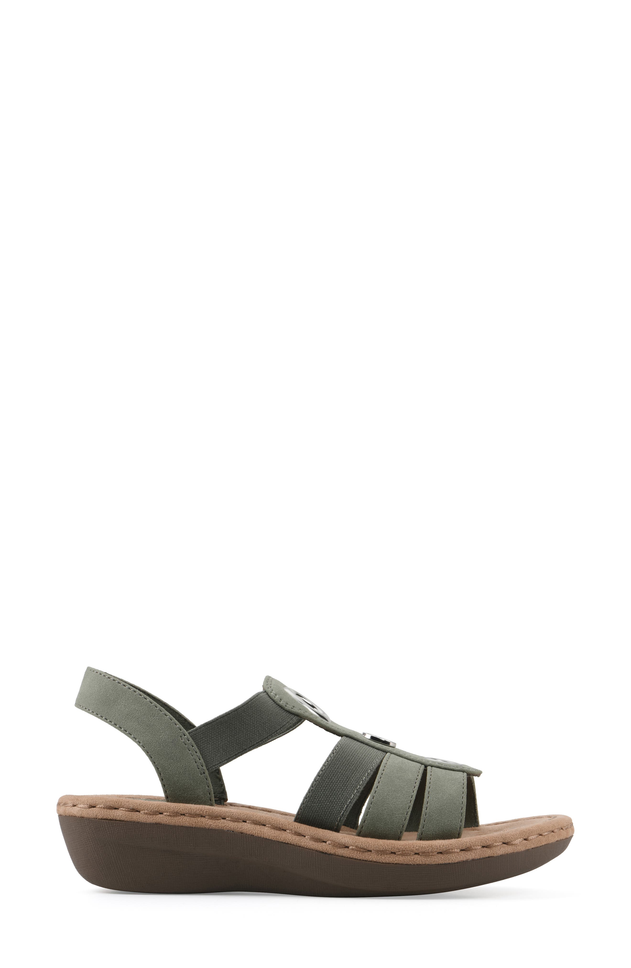 CLIFFS BY WHITE MOUNTAIN Casimir Grommet Stud Wedge Sandal, Alternate, color, Sage/ Nubuck