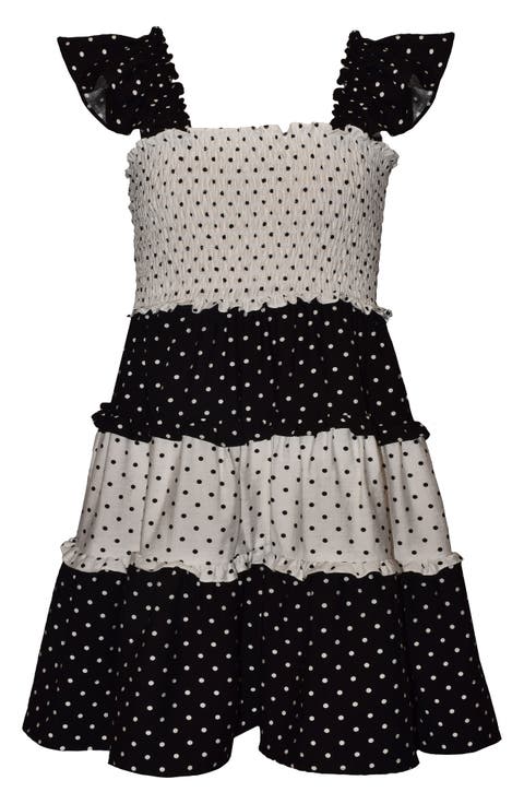 Kids' Smocked Polka Dot Tiered Dress (Big Kid)