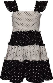 Iris & Ivy Kids' Smocked Polka Dot Tiered Dress