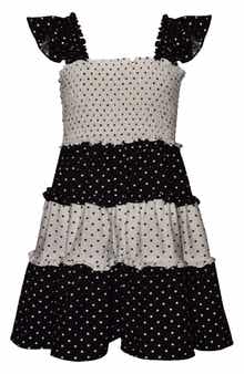 Iris & Ivy Kids' Smocked Polka Dot Tiered Dress