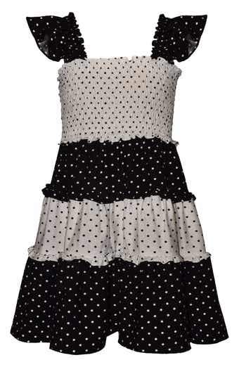 Iris & Ivy Kids' Smocked Polka Dot Tiered Dress