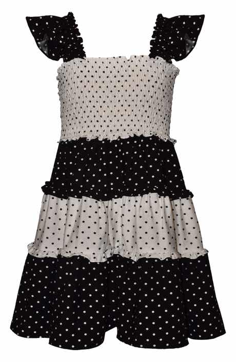 Iris & Ivy Kids' Smocked Polka Dot Tiered Dress