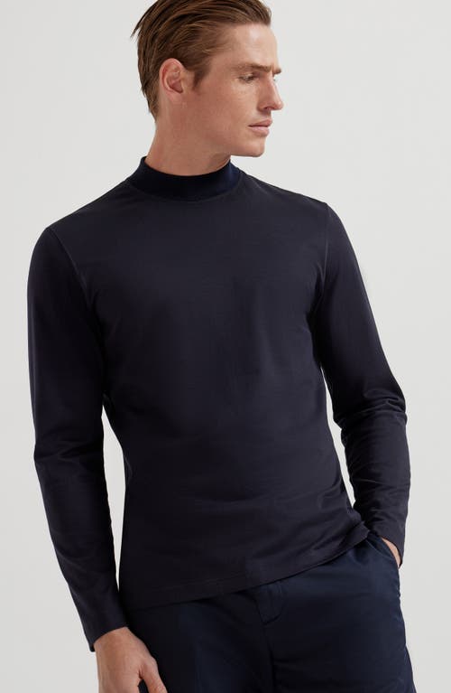 Brunello Cucinelli Jersey Mock Neck T-shirt In Black