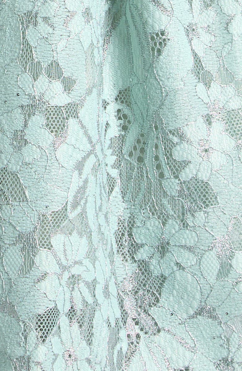 Floral Lace Overlay Puff Sleeve Dress