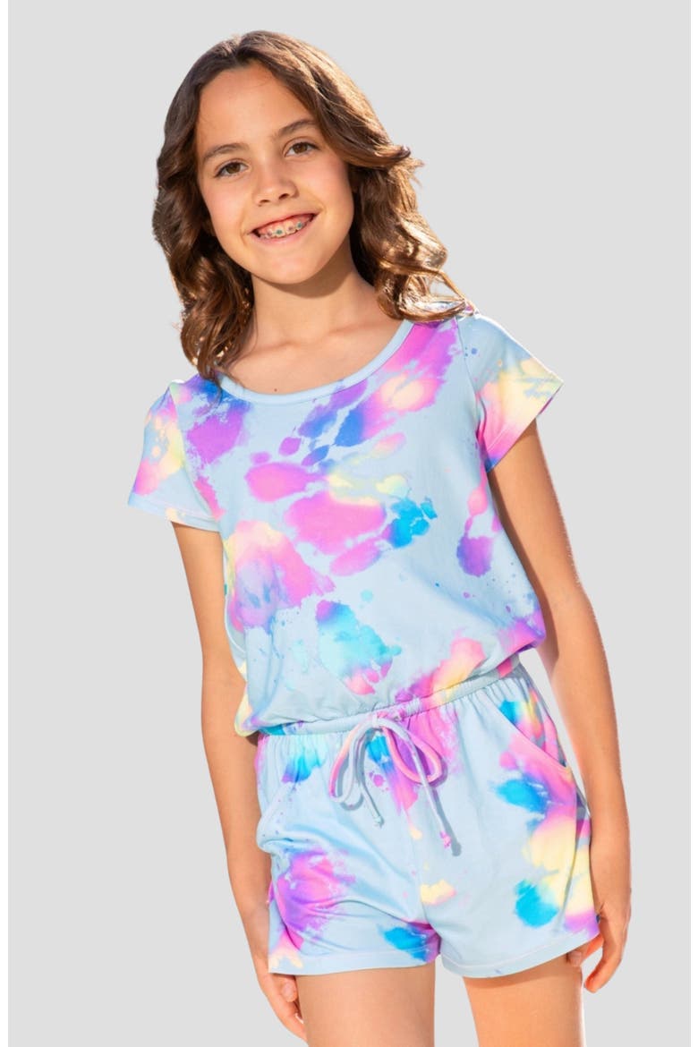 Kids' Simply Soft Short Sleeve Romper, Alternate, color, BLUE BLEACH