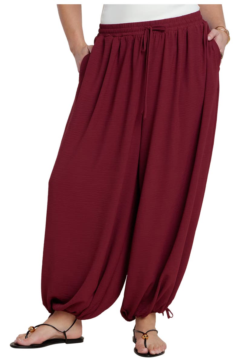 ELOQUII Drawstring Balloon Pant, Main, color, Cranberry