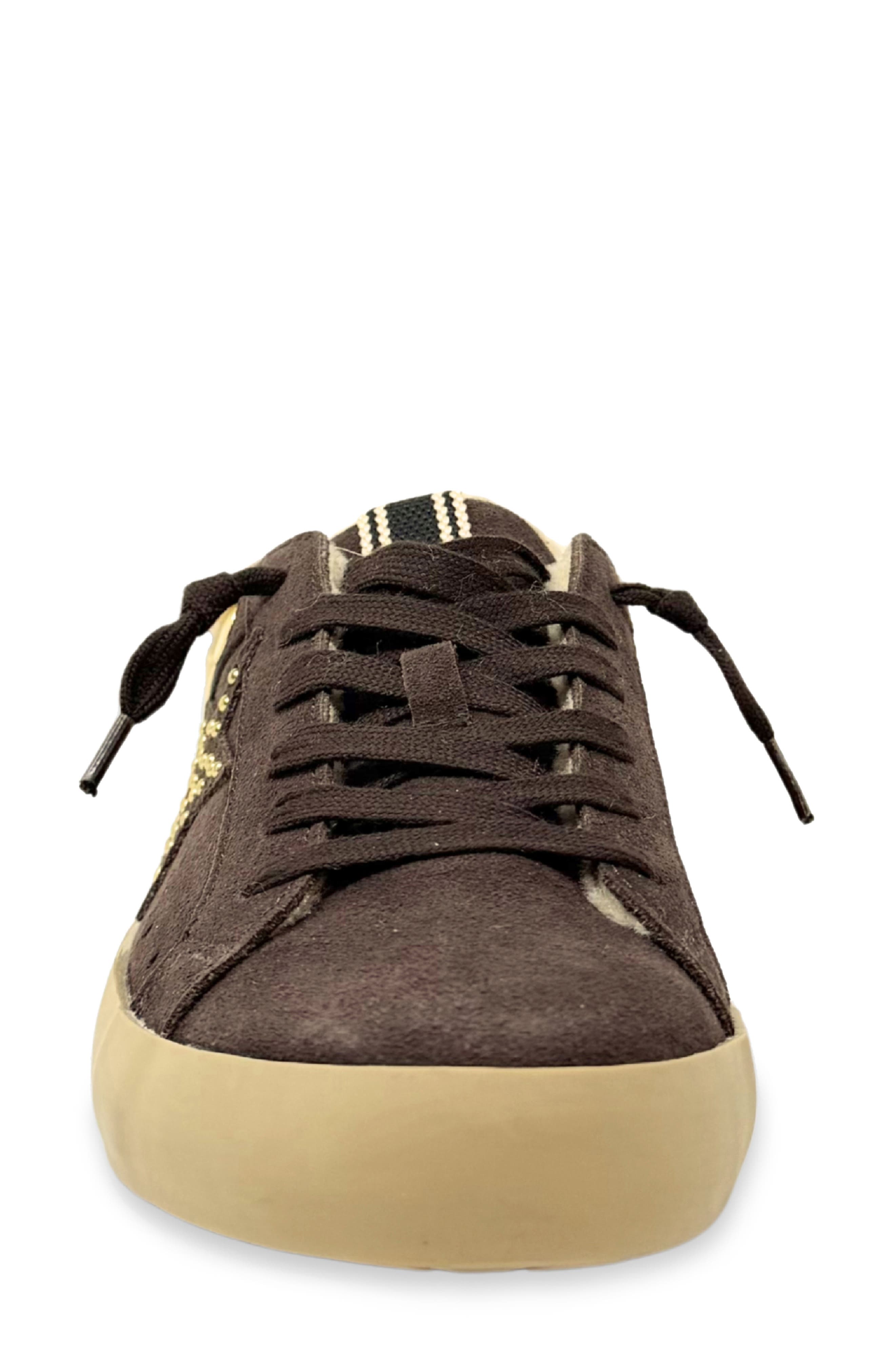 Pippa Faux Shearling Trim Sneaker Mule, Alternate, color, BROWN SUEDE