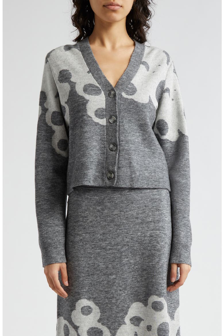 Puite Lammet Boxy Cardigan, Main, color, LIGHT GREY OFF-WHITE