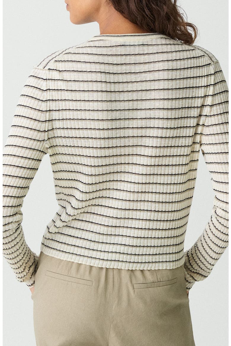 Stripe Crop Linen Blend Cardigan, Alternate, color, LIGHT PARCHMENT MULTI