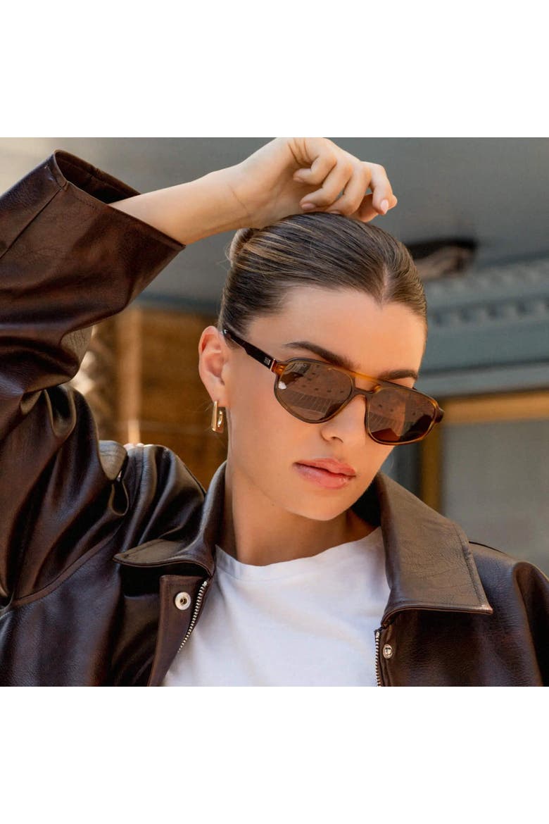 Brooklyn - 56mm Double Bridge Aviator Polarized Sunglasses, Alternate, color, Golden Brown Grain
