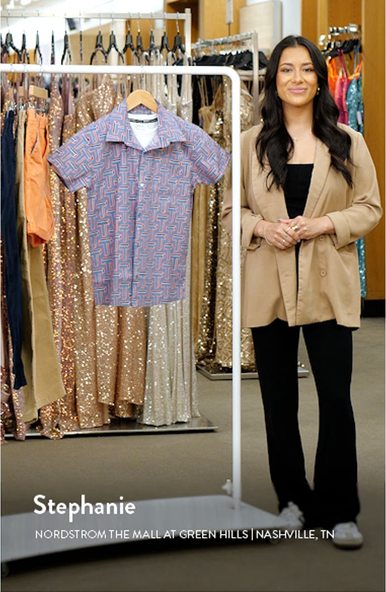 Kids' Cotton Graphic T-Shirt & Print Short Sleeve Button-Up Shirt Set, sales video thumbnail