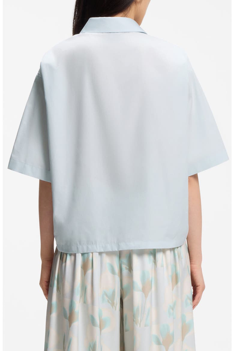 Bimina Crop Short Sleeve Button-Up Shirt, Alternate, color, PALE LAGOON