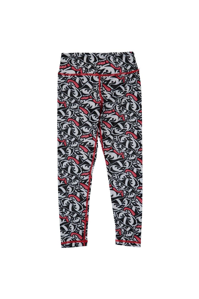 Girls Youth ZooZatz Red/White Wisconsin Badgers Stacked Mascot Leggings, Main, color, Black