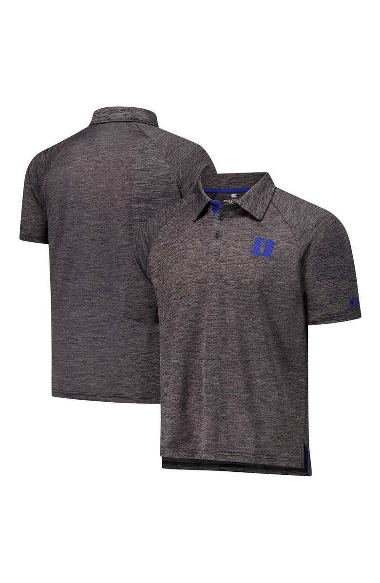 COLOSSEUM Men's Colosseum Heather Charcoal Duke Blue Devils Down Swing Raglan Team Polo, Main, color, Heather Charcoal