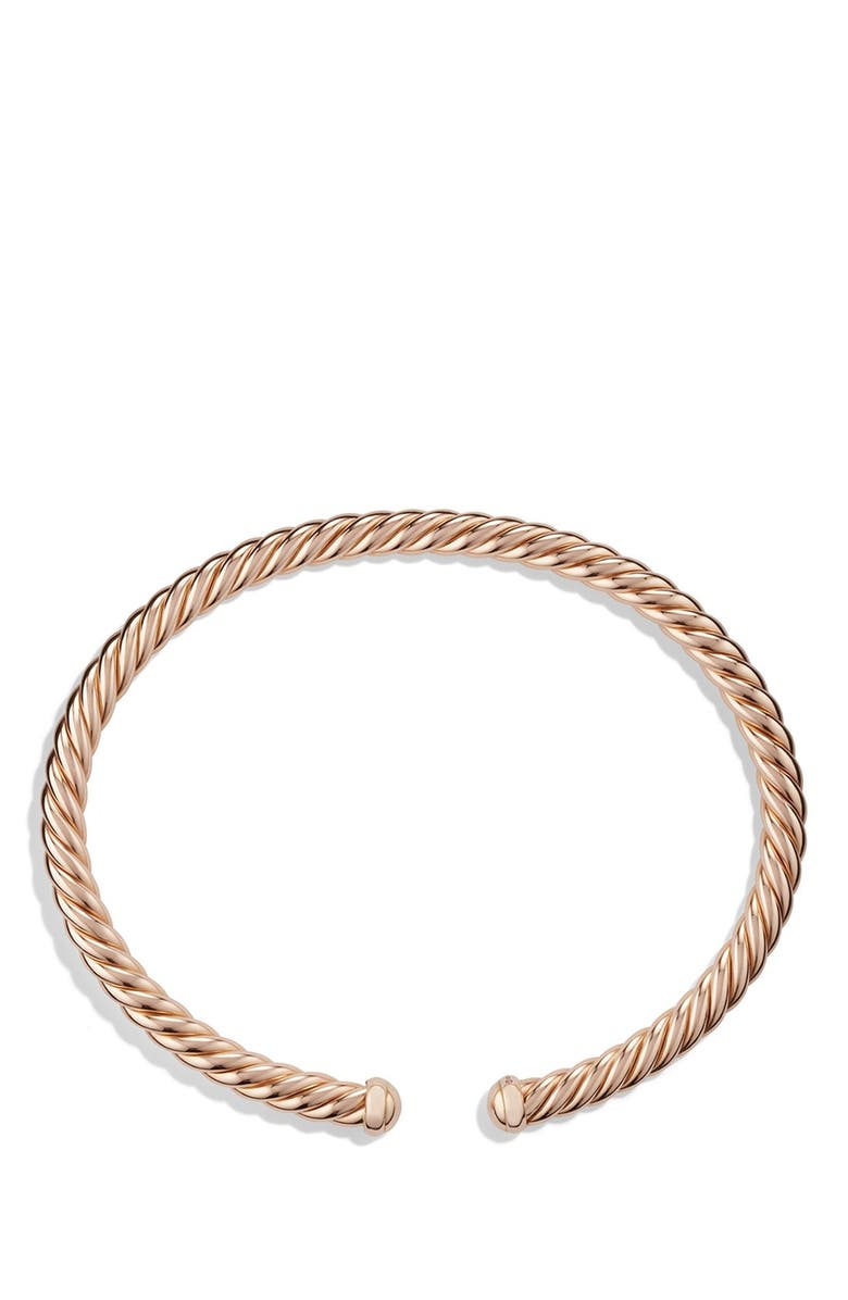 David Yurman 'Petite Cable' Petite Precious Cable Bracelet in Rose Gold, Alternate, color, 